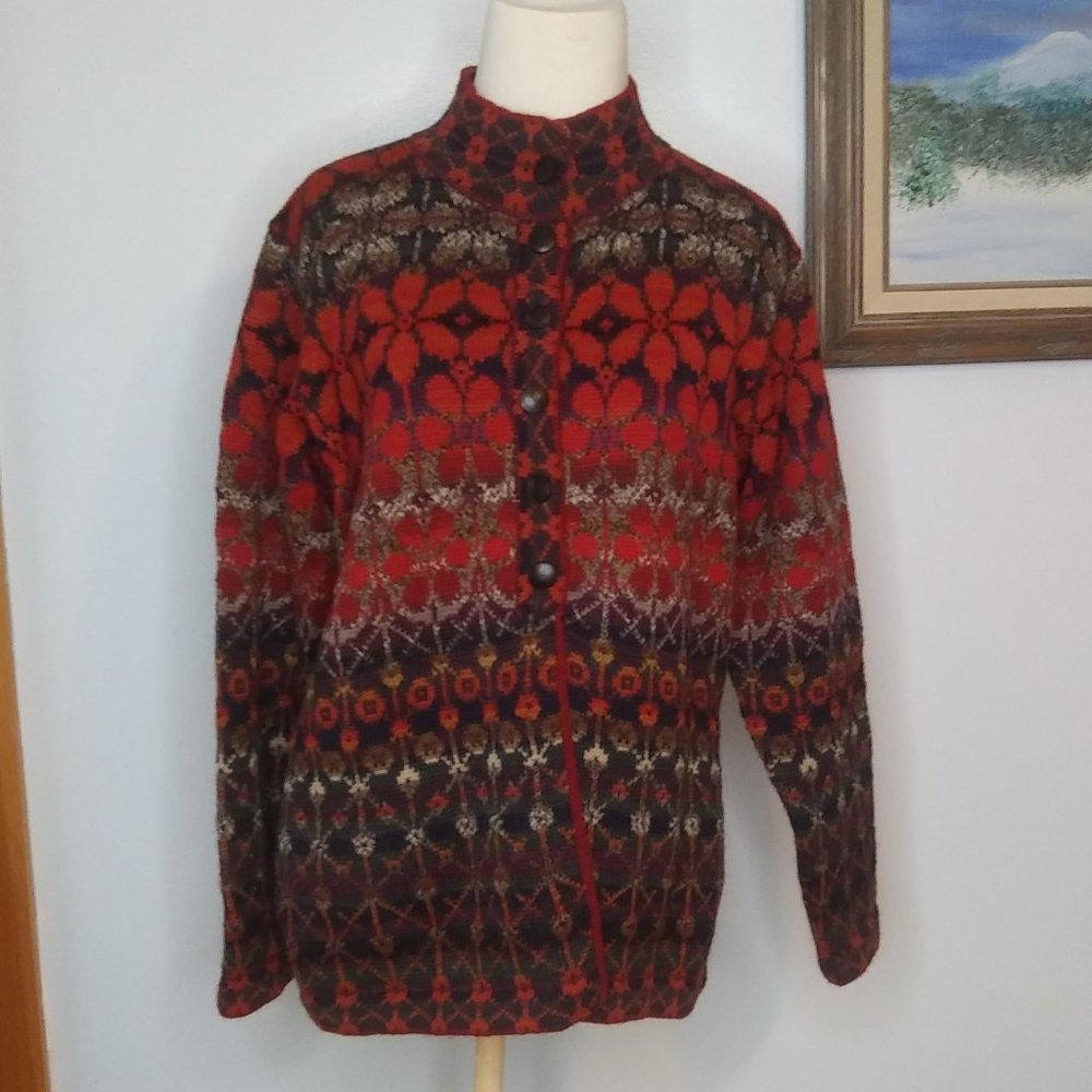 intiwara hand made in Bolivia Alpaca cardigan FLAWED